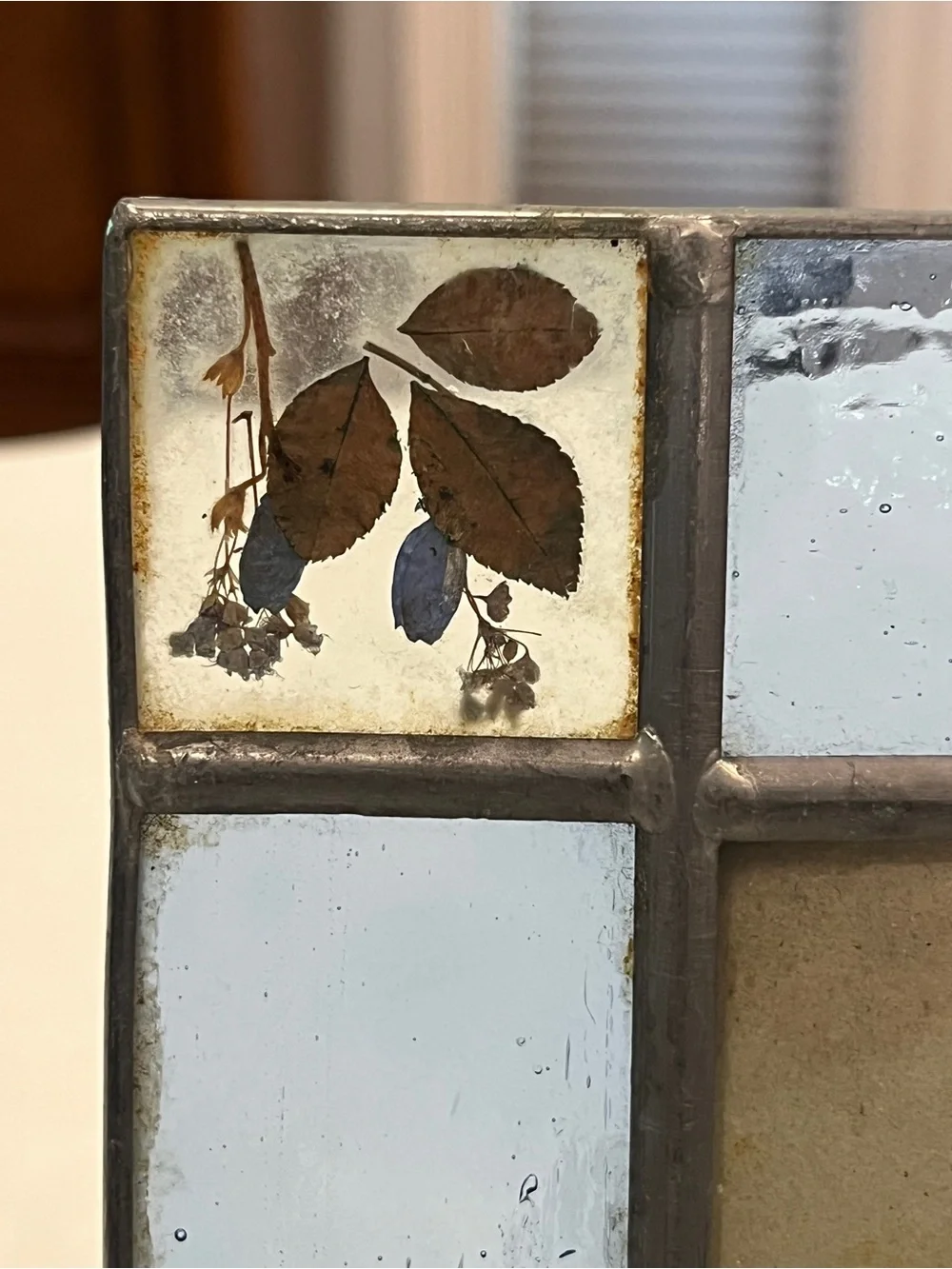 Sold Vintage pressed flower and stained glass style frame. So sweet!